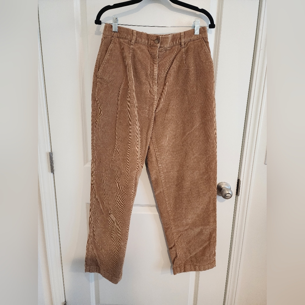 L.L. Bean Women's Khaki Corduroy Pants Size 14. Straight Leg.